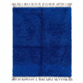 Solid Royal Blue Beni Wool Beni Ourain Rug - handwoven Moroccan rug