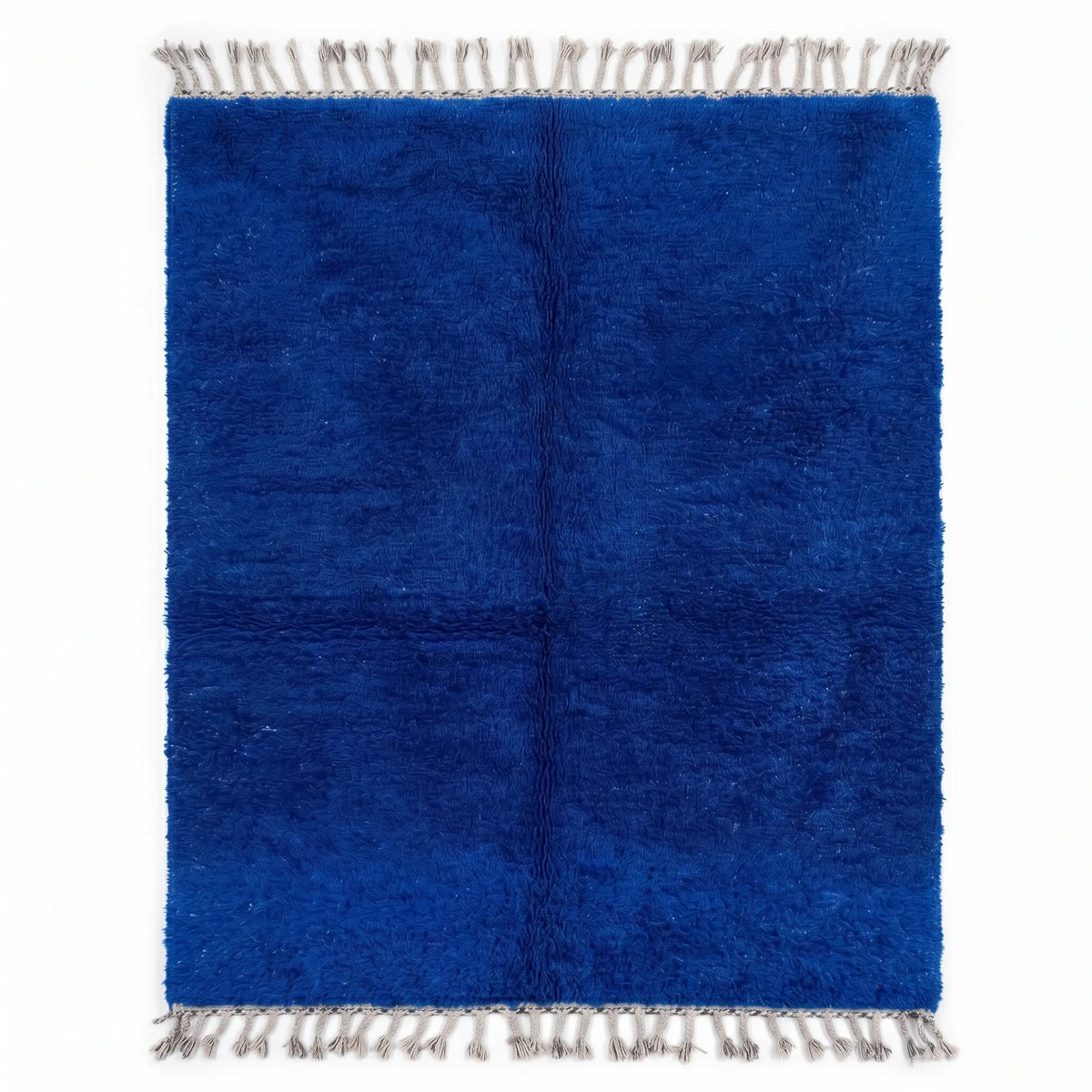 Solid Royal Blue Beni Wool Beni Ourain Rug - handwoven Moroccan rug