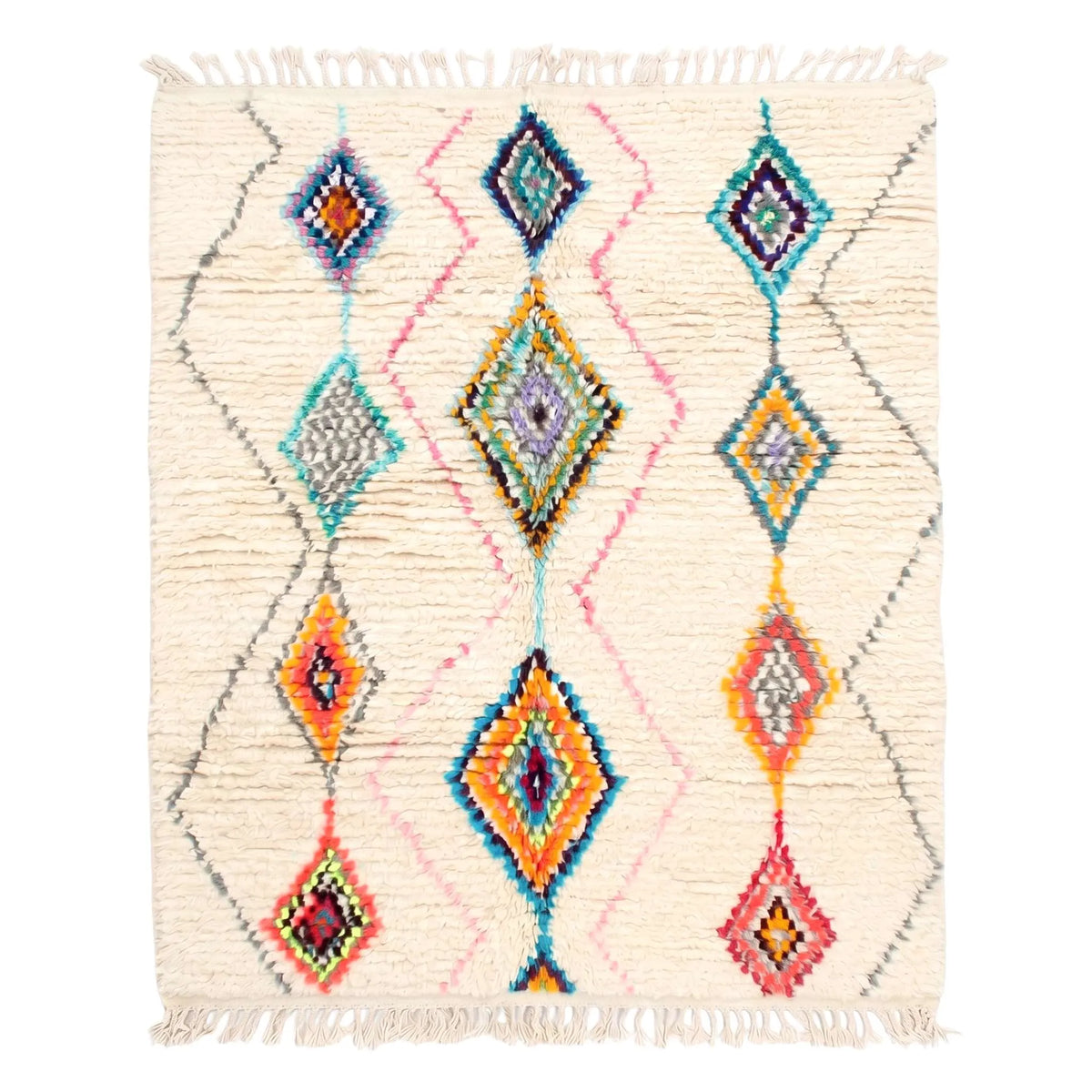 Vibrant Tribal Mosaic Beni Ourain Rug
