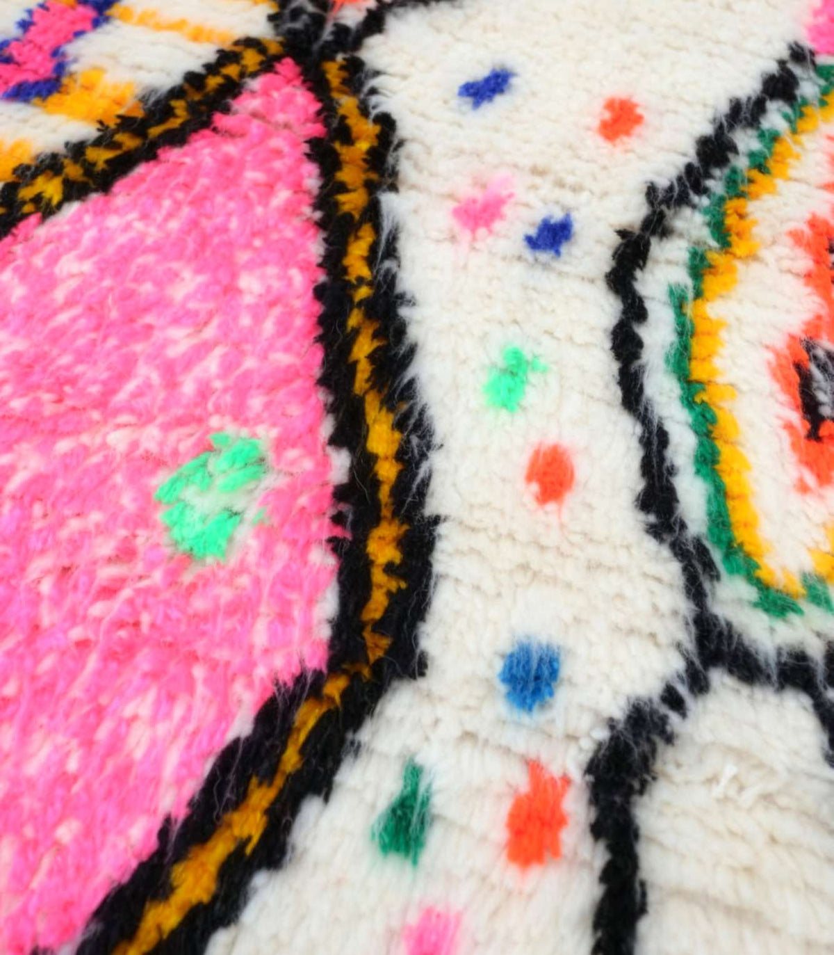 Abstract Geometric & Confetti Motif Beni Ourain Rug - handwoven Moroccan rug