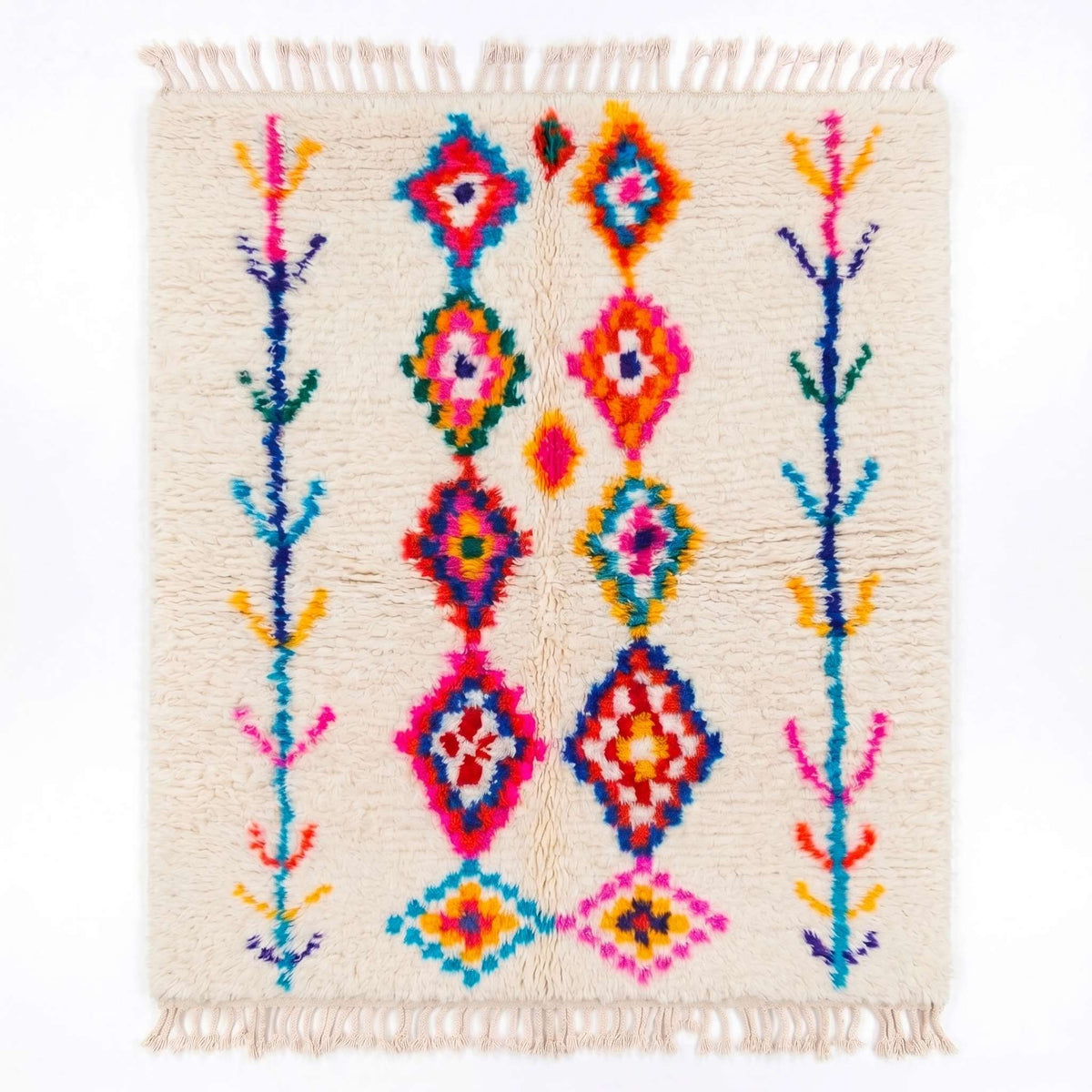 Vibrant Berber Geometric Beni Ourain Rug - handwoven Moroccan rug