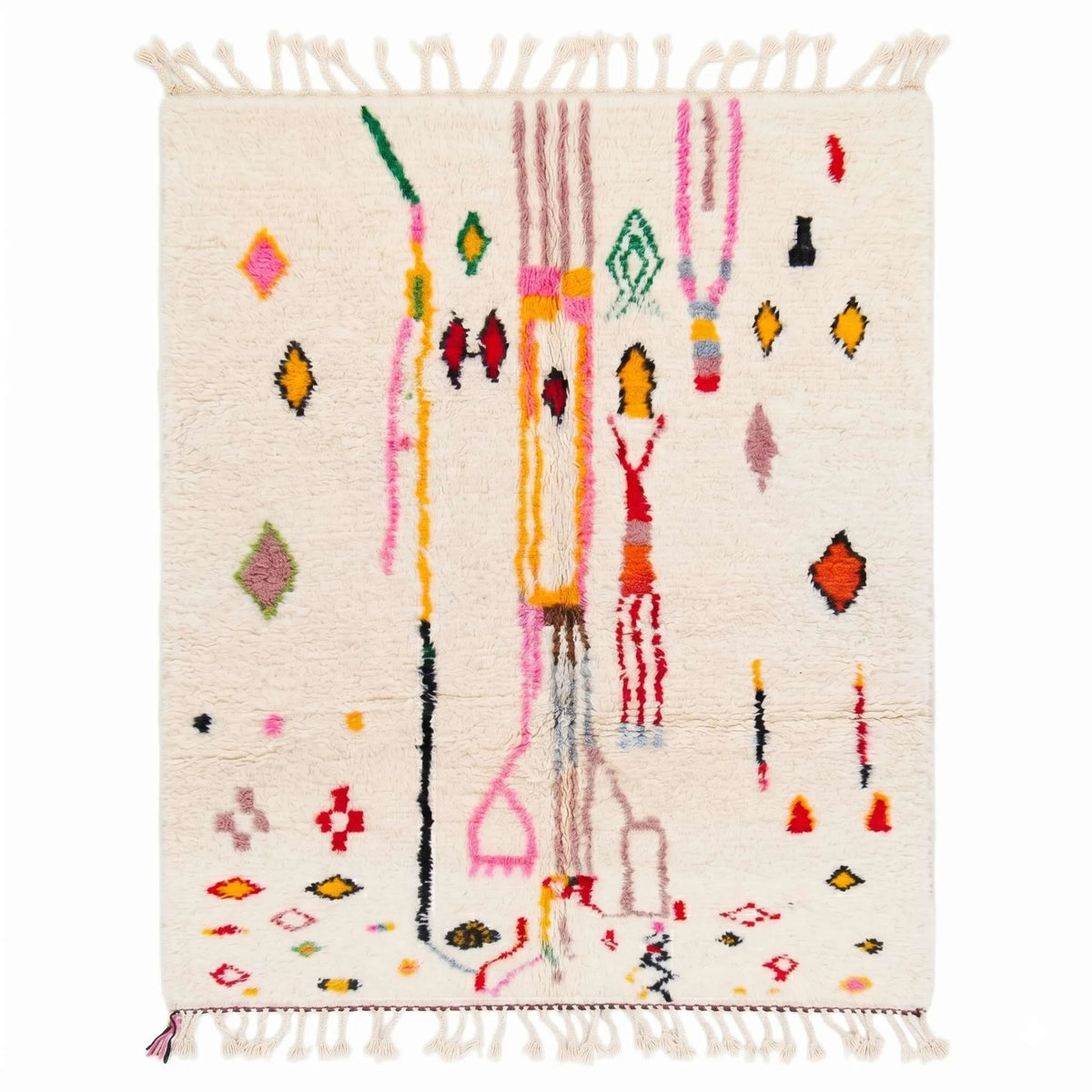 Vibrant Tribal Canvas Beni Ourain Rug