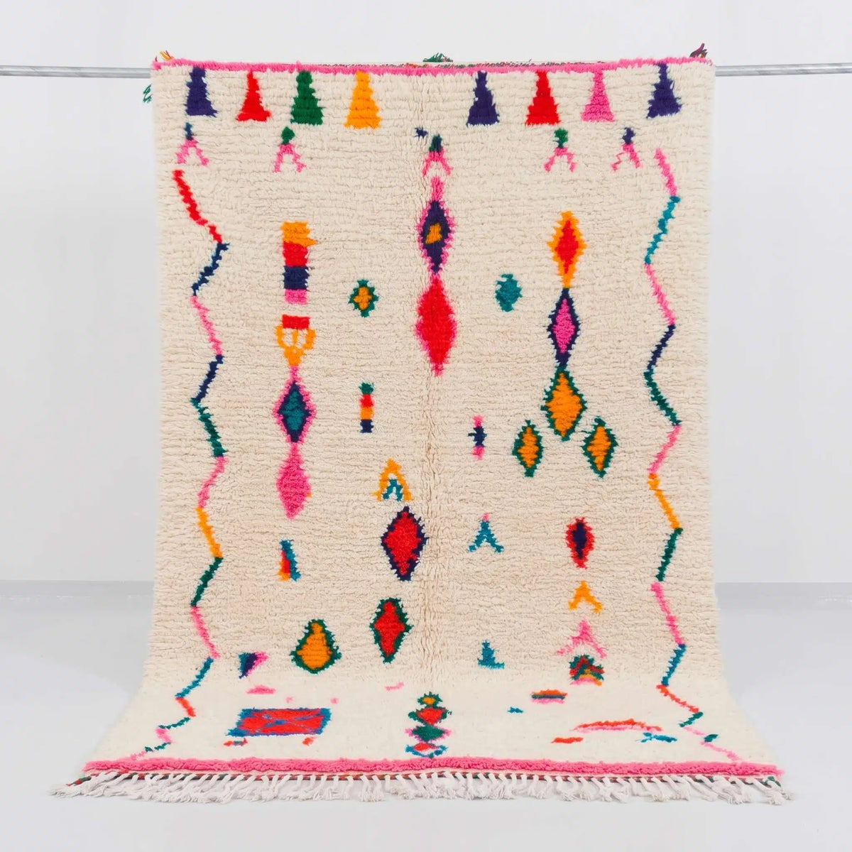 Maximalist Neon Tribal Mosaic Beni Ourain Rug - handwoven Moroccan rug