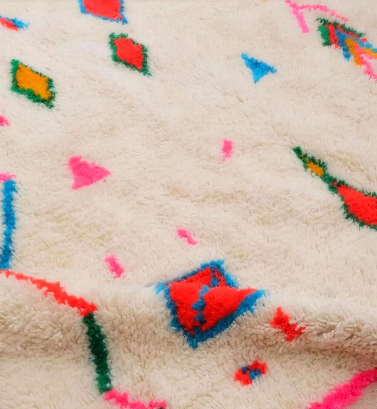 Maximalist Neon Tribal Mosaic Beni Ourain Rug - handwoven Moroccan rug