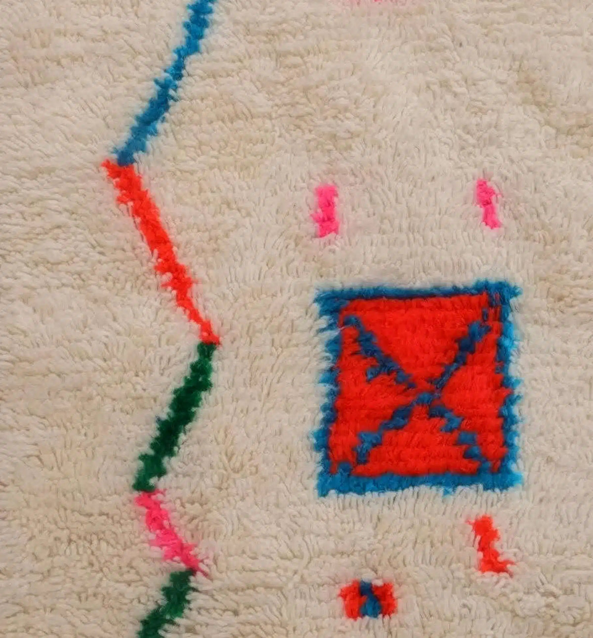 Maximalist Neon Tribal Mosaic Beni Ourain Rug - handwoven Moroccan rug