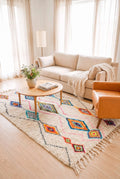 Vibrant Tribal Mosaic Beni Ourain Rug - handwoven Moroccan rug
