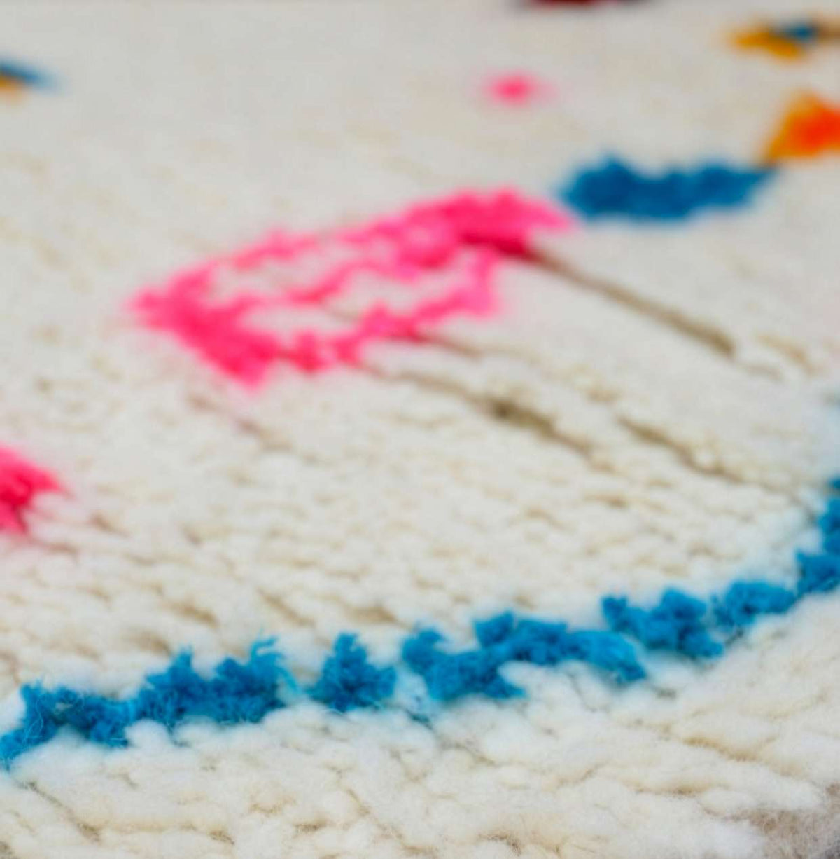 Vibrant Zigzag & Diamond Motif Beni Ourain Rug - handwoven Moroccan rug