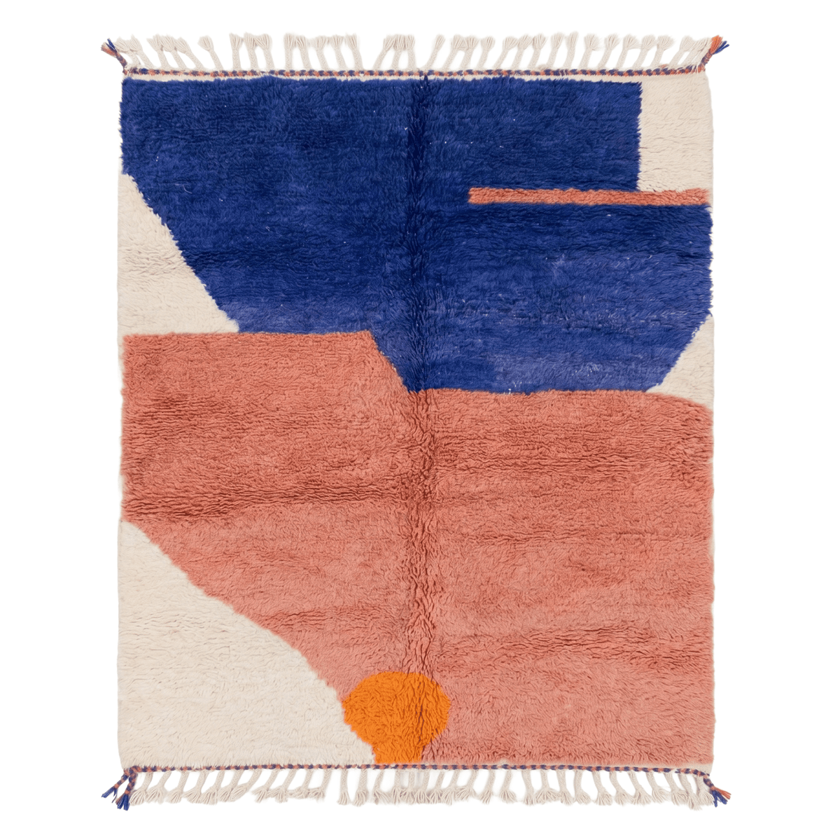 Abstract Cobalt Blue & Dusty Beni Ourain Rug