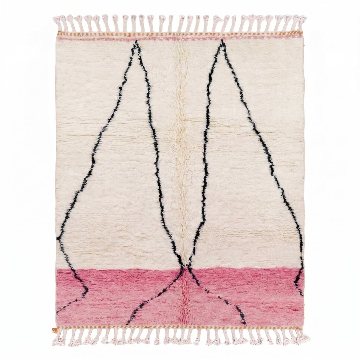 Abstract Line Art with Pink Beni Ourain Rug