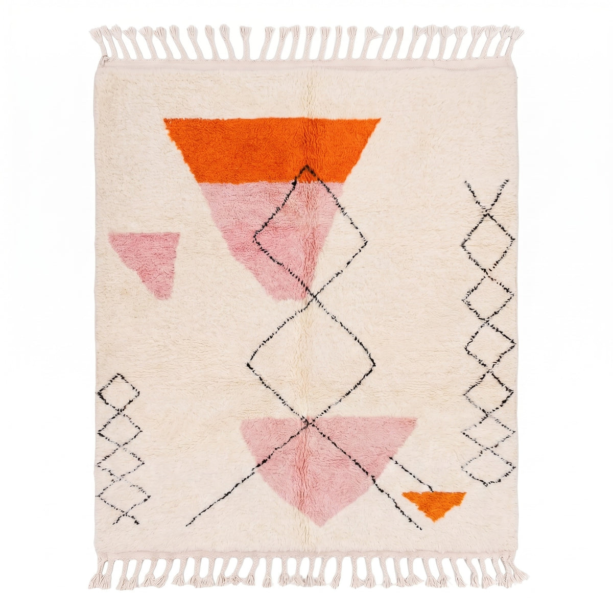 Abstract Peach Pink & Orange Beni Ourain Rug