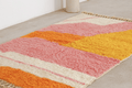 Abstract Sunset Color Block Beni Ourain Rug - handwoven Moroccan rug