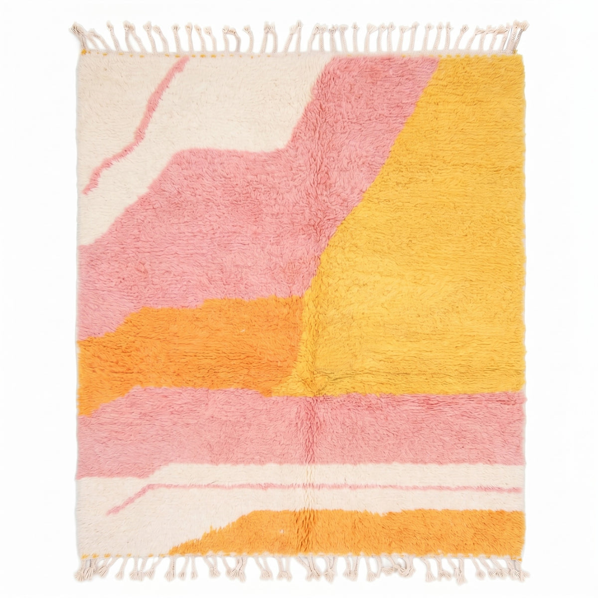 Abstract Sunset Color Block Beni Ourain Rug