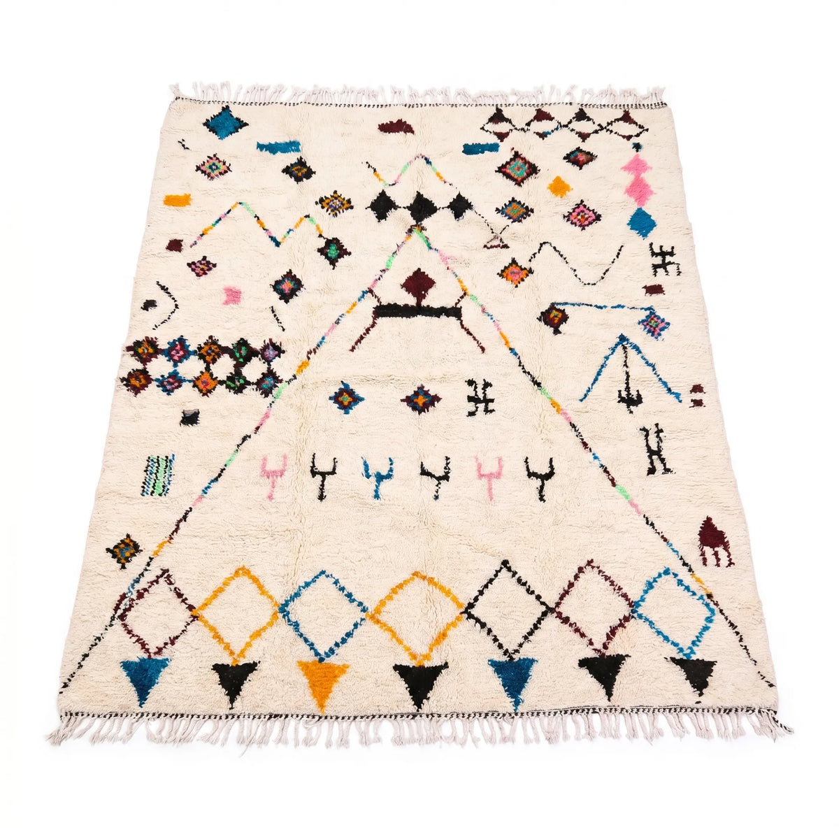 Azilal Wool Rug Playful Multicolored Design Rug
