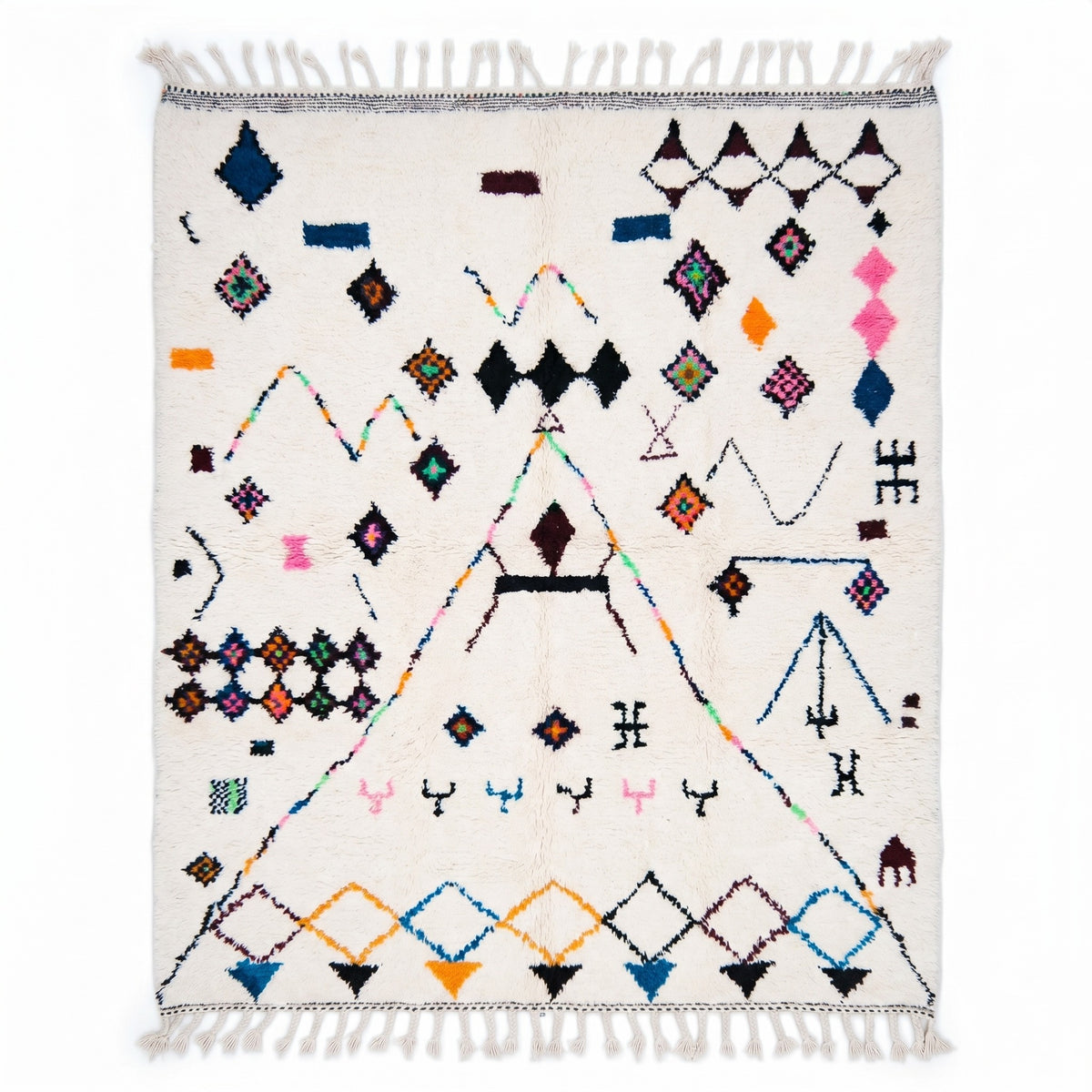 Azilal Wool Rug Playful Multicolored Design Rug