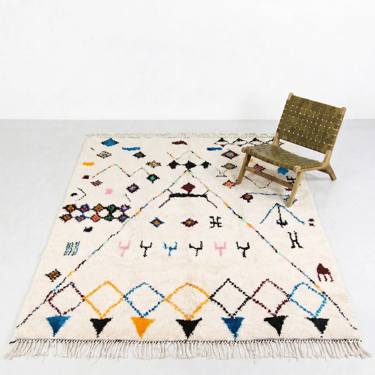 Azilal Wool Rug Playful Multicolored Design Rug