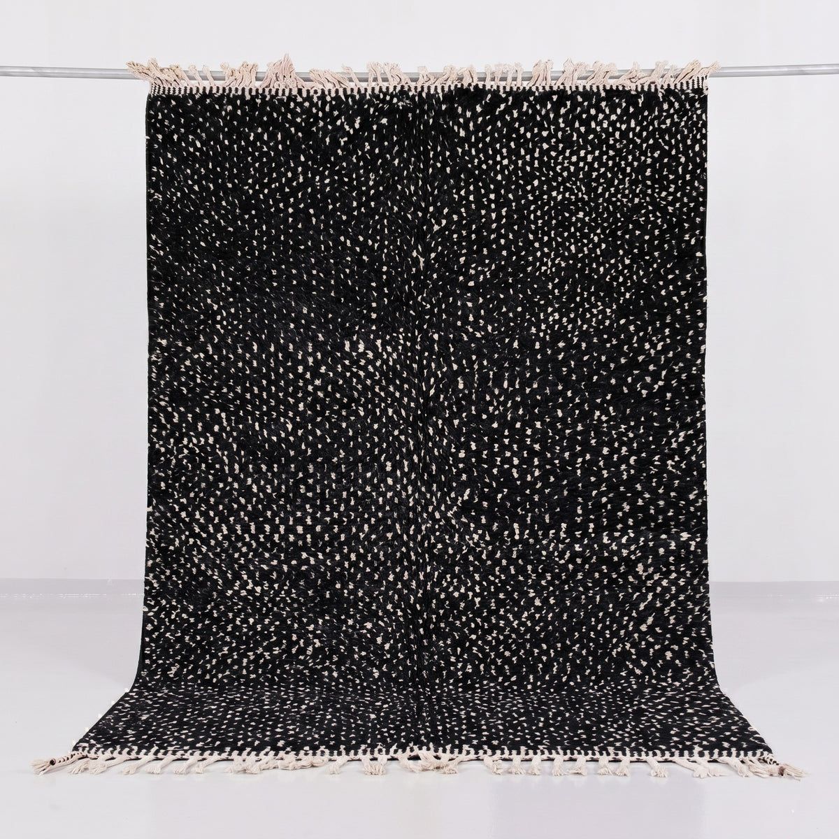 Black Cream Flecked Beni Ourain Rug - handwoven Moroccan rug