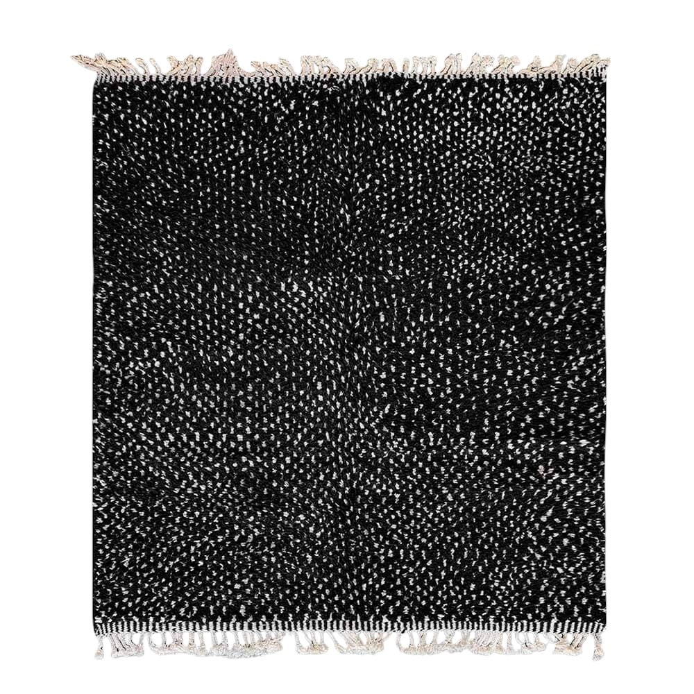 Black Cream Flecked Beni Ourain Rug