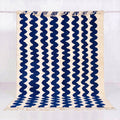 Bold Cobalt Blue Zigzag Beni Ourain Rug - handwoven Moroccan rug