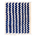 Bold Cobalt Blue Zigzag Beni Ourain Rug - handwoven Moroccan rug