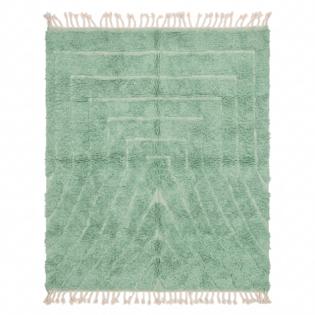 Carved Beni Textured Sage Green Beni Ourain Rug