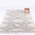 Cream & Charcoal Geometric Diamond Beni Ourain Rug - handwoven Moroccan rug