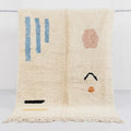 Ivory with Playful Geometrics Beni Ourain Rug - handwoven Moroccan rug