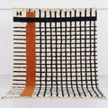 Modern Black Grid Rust Orange Beni Ourain Rug - handwoven Moroccan rug