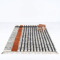 Modern Black Grid Rust Orange Beni Ourain Rug - handwoven Moroccan rug