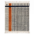 Modern Black Grid Rust Orange Beni Ourain Rug - handwoven Moroccan rug