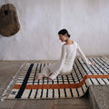 Modern Black Grid Rust Orange Beni Ourain Rug - handwoven Moroccan rug