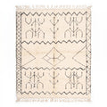 Cream & Black Tribal Wool Beni Ourain Rug - handwoven Moroccan rug
