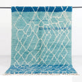 Ocean Blue & Turquoise Shag Beni Ourain Rug - handwoven Moroccan rug