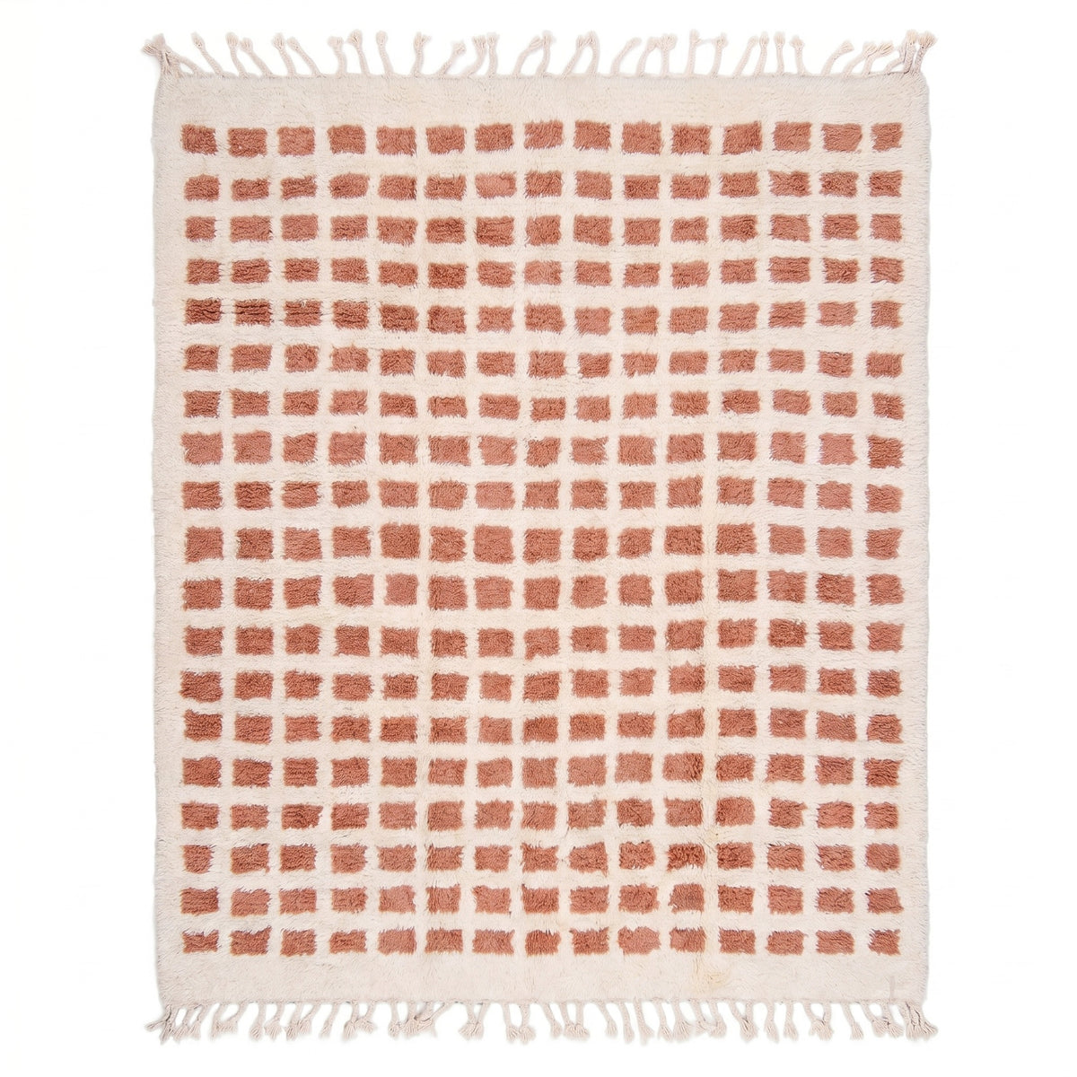 Peach Pink & Cream Modern Beni Ourain Rug - handwoven Moroccan rug