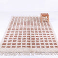 Peach Pink & Cream Modern Beni Ourain Rug - handwoven Moroccan rug