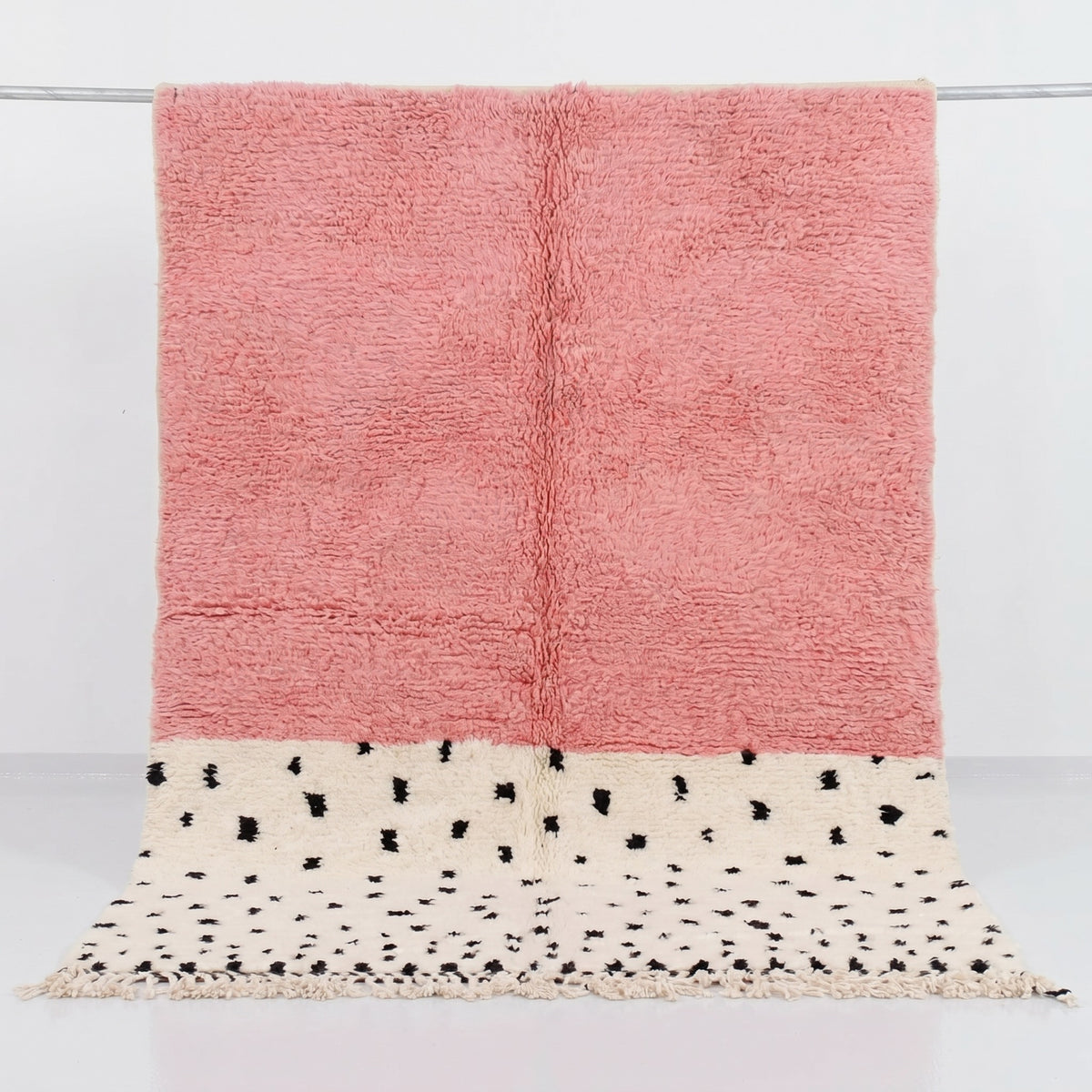 Pink Color Block & Polka Beni Ourain Rug - handwoven Moroccan rug
