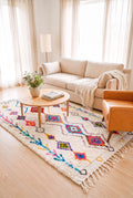 Vibrant -Style Boho Shag Beni Ourain Rug - handwoven Moroccan rug