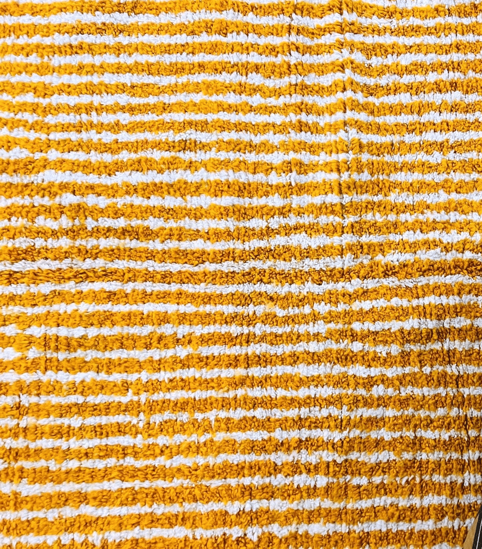 Reversible Mustard Yellow & Cream Beni Ourain Rug - handwoven Moroccan rug