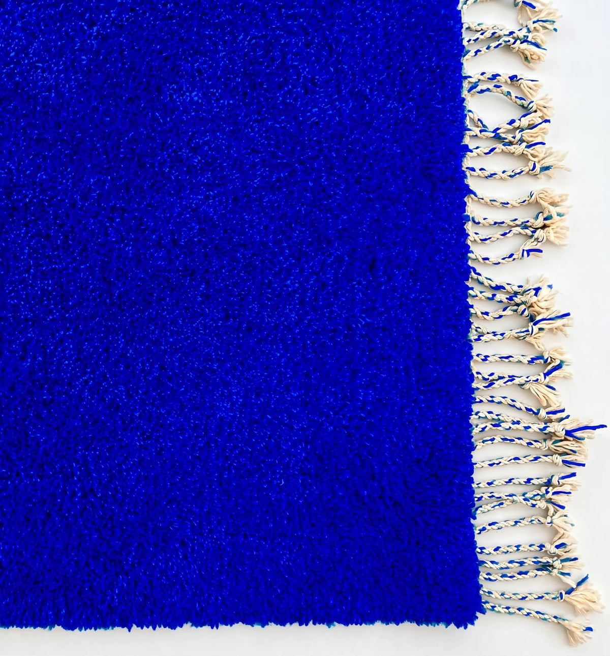 Solid Majorelle Blue Beni Ourain Rug - handwoven Moroccan rug