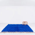 Solid Majorelle Blue Beni Ourain Rug - handwoven Moroccan rug