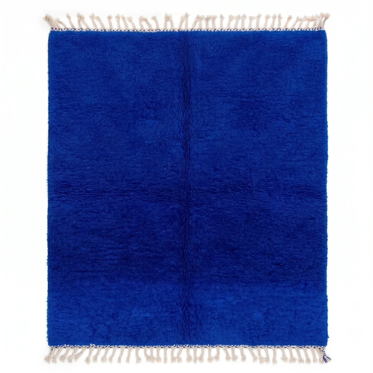 Solid Majorelle Blue Beni Ourain Rug - handwoven Moroccan rug