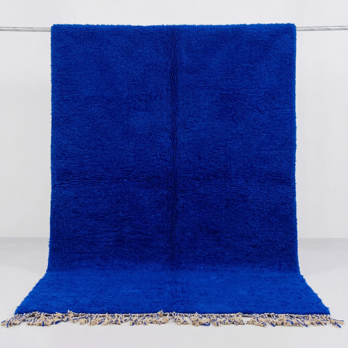 Solid Majorelle Blue Beni Ourain Rug - handwoven Moroccan rug