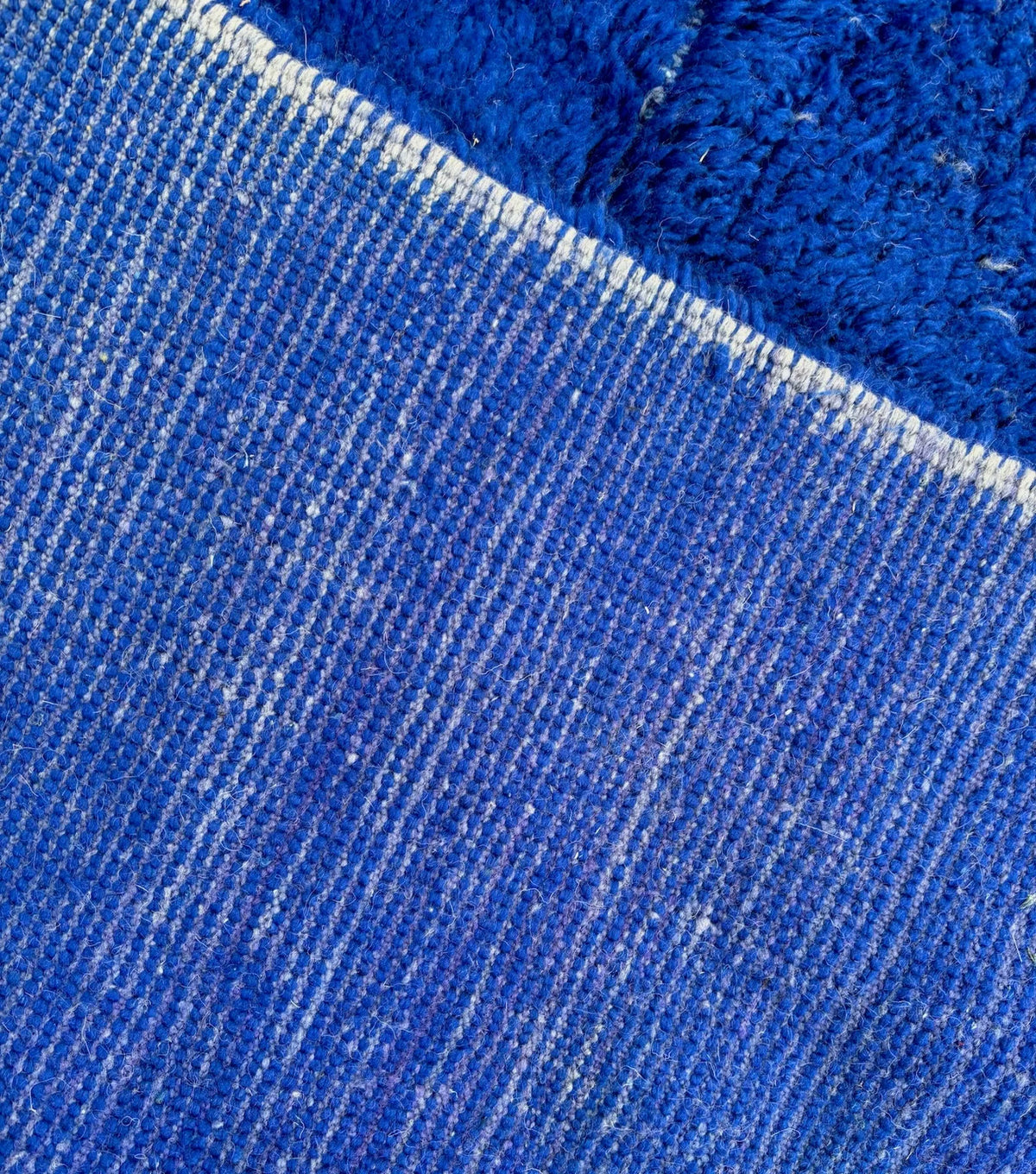 Solid Royal Blue Beni Wool Beni Ourain Rug - handwoven Moroccan rug
