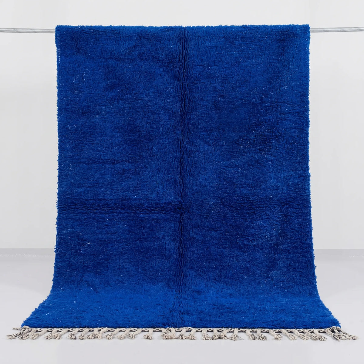 Solid Royal Blue Beni Wool Beni Ourain Rug - handwoven Moroccan rug