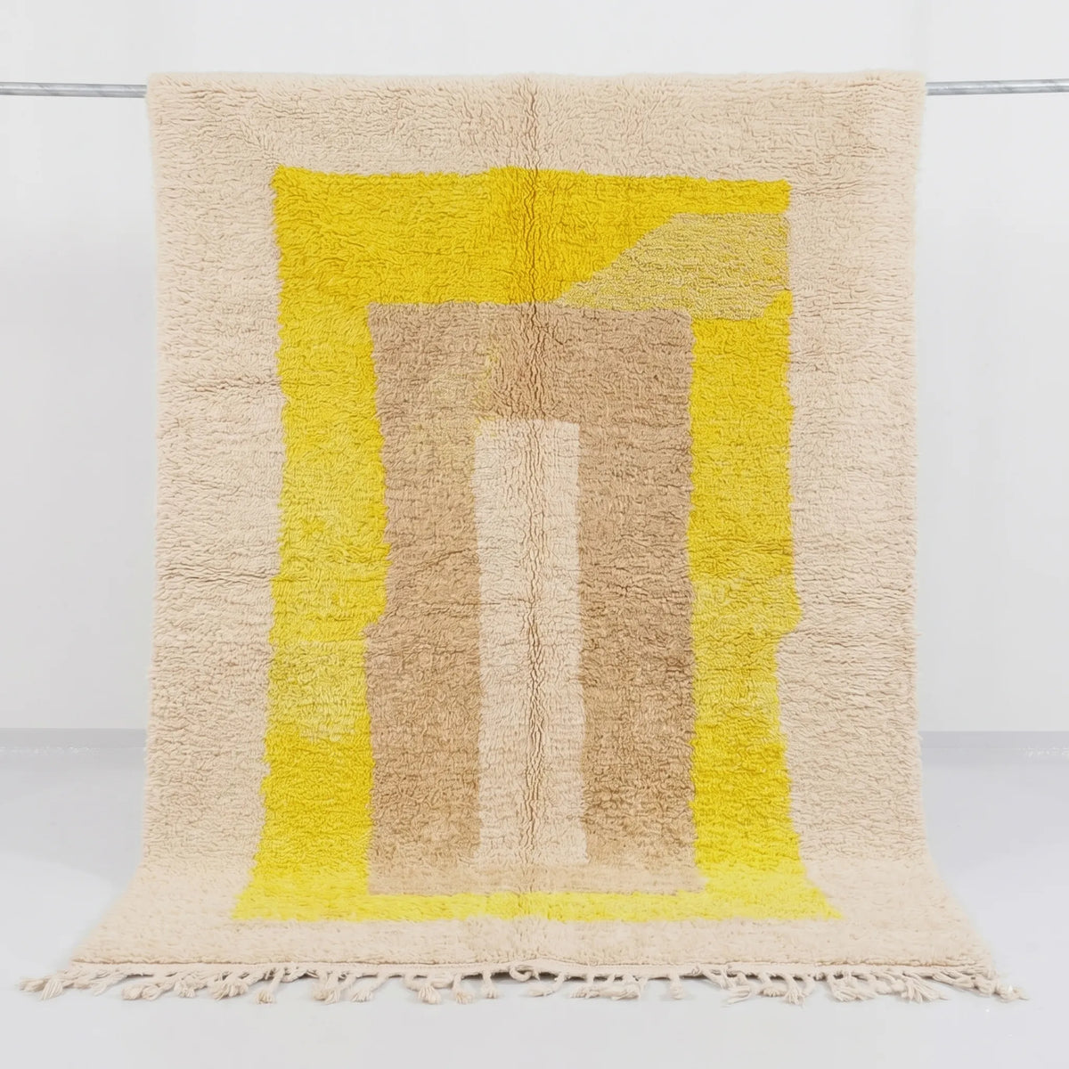 Sunrise Yellow & Taupe Beni Ourain Rug - handwoven Moroccan rug