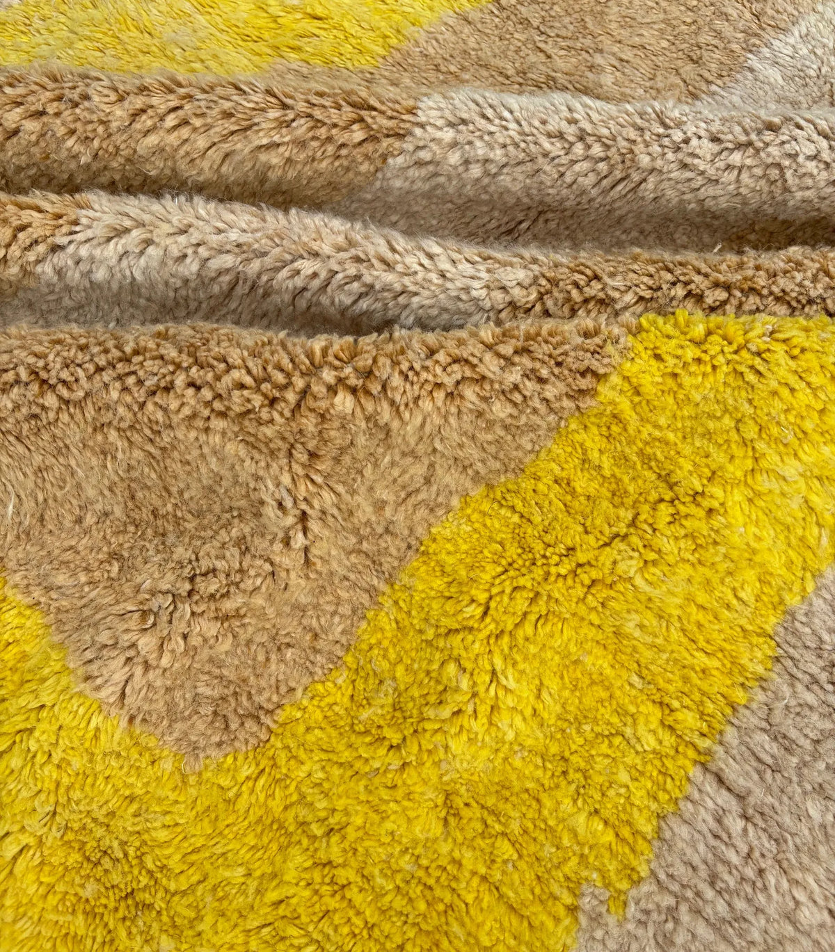 Sunrise Yellow & Taupe Beni Ourain Rug - handwoven Moroccan rug
