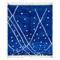Vibrant Cobalt Blue & White Beni Ourain Rug - handwoven Moroccan rug
