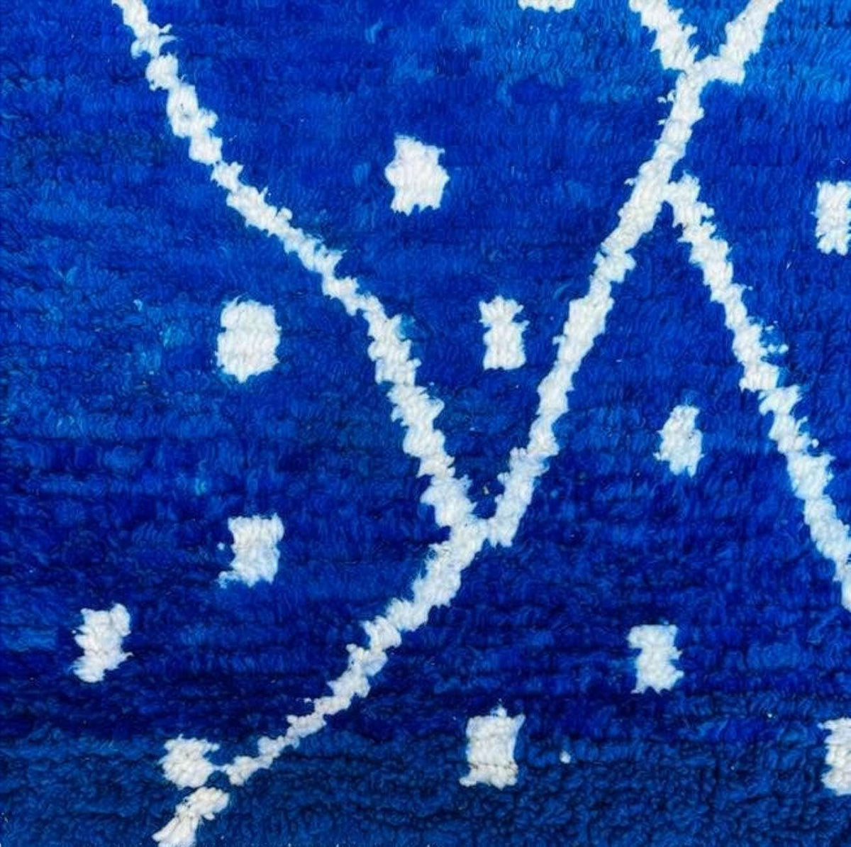 Vibrant Cobalt Blue & White Beni Ourain Rug - handwoven Moroccan rug