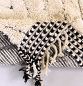 Concentric Black Diamonds on Reversible Beni Ourain Rug - handwoven Moroccan rug