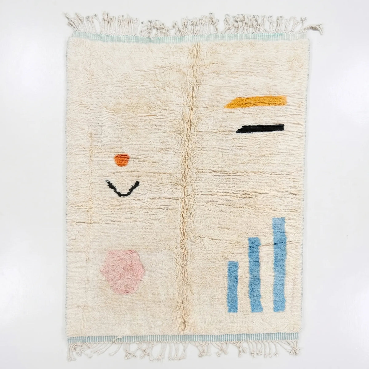 Ivory with Playful Geometrics Beni Ourain Rug - handwoven Moroccan rug