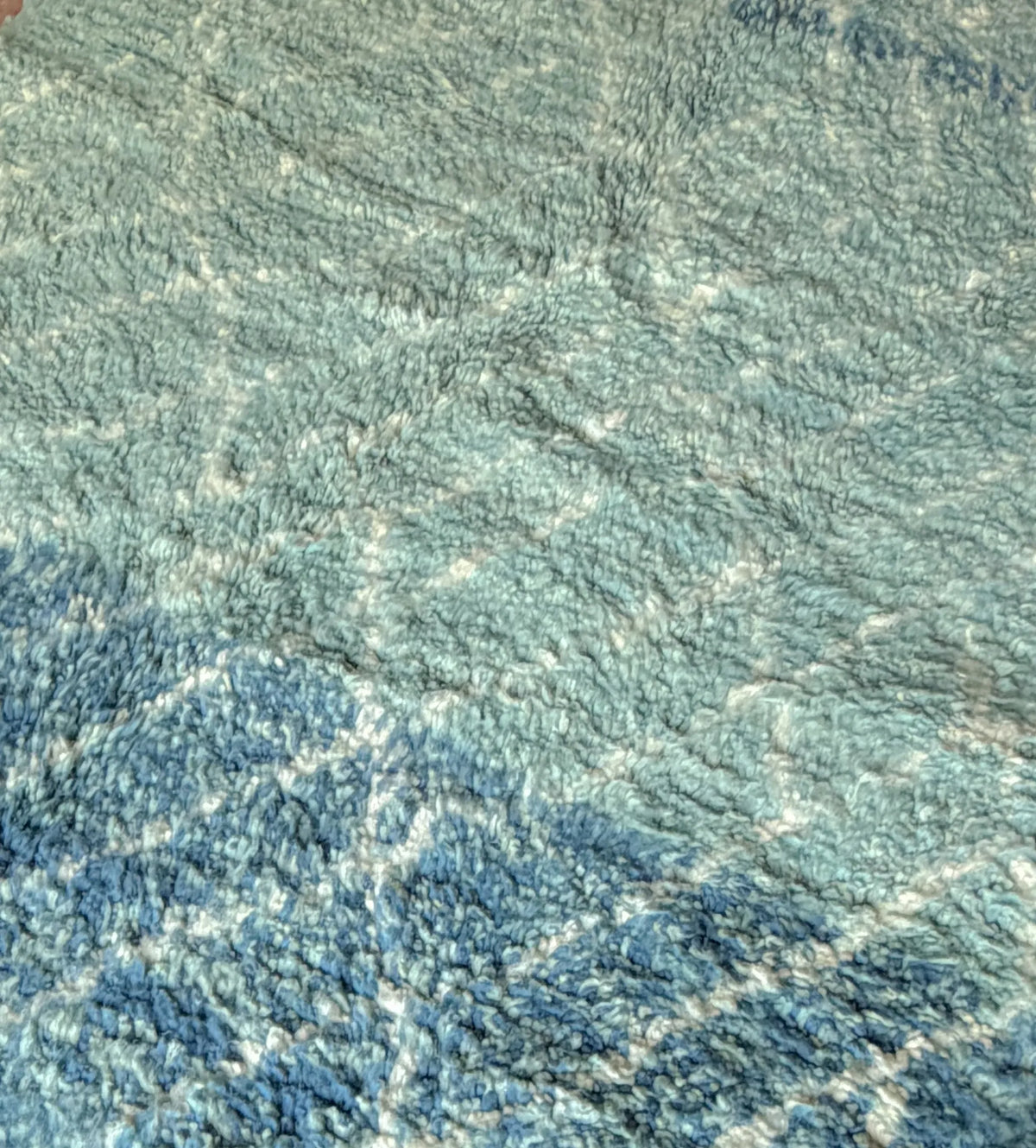 Ocean Blue & Turquoise Shag Beni Ourain Rug - handwoven Moroccan rug